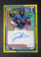 Paulino Santana 2024 TOPPS BOWMAN CHROME AUTO 61/75 YELLOW Card #BMAPS