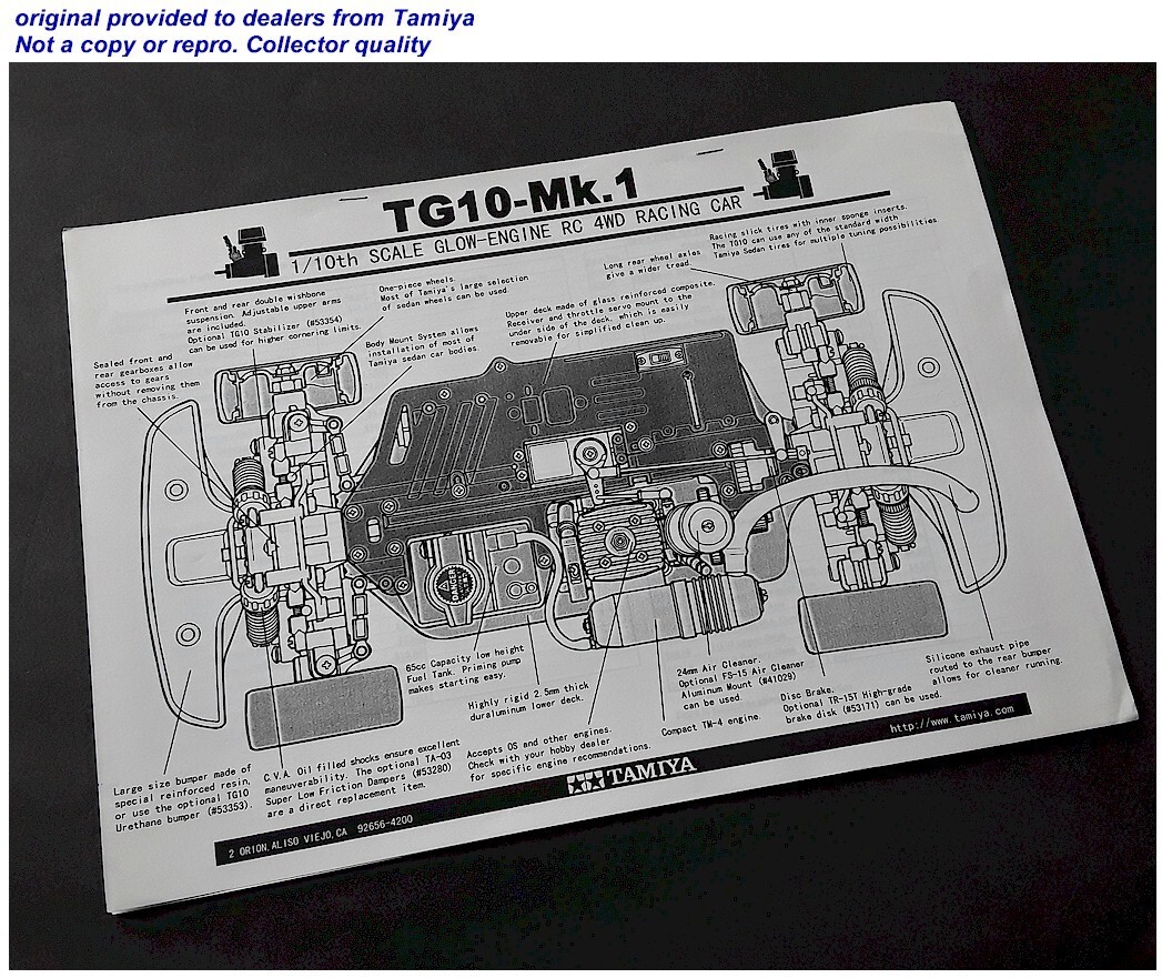 Vintage RC Car Tamiya TG10-Mk.1 Full Line Dealer Catalogue 5 Vintage RC Car Tamiya TG10-Mk.1 Full Line Dealer Catalogue 5