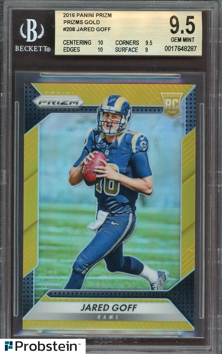 Jared Goff Panini Prizm #208 Gold