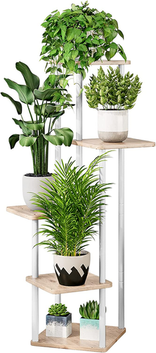 Plant Stand 5 Tier Indoor Metal Flower Shelf for Multiple Plants Corner Tall Flo