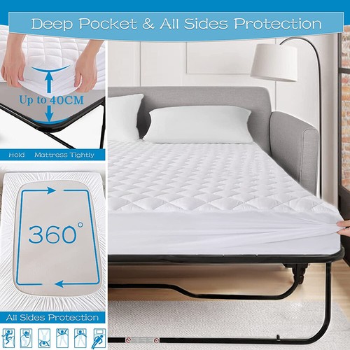 EXTRA DEEP MATTRESS DOUBLE LUXURY QUILTED MATRESS PROTECTOR FITTED BED COVER LOT - Picture 7 of 18