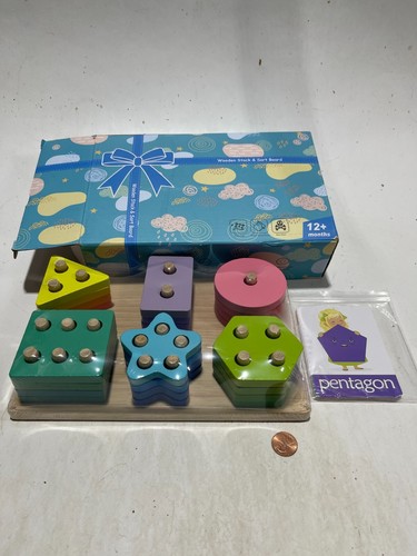 HELLOWOOD Wooden Sorting & Stacking Toys Montessori Toys For 1 2 3 Years Old - Picture 1 of 2