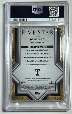 Josh Jung ジョシュヤン Topps five star 2023 直筆サインカード Auto