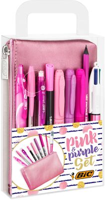 BIC Schreibset 'PINK & PURPLE' mit Schlamper-Etui, 10-teilig