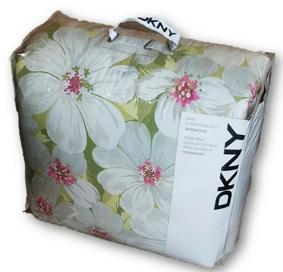 JUEGO DE EDREDÓN FLORAL 3 PIEZAS DKNY DONNA KARAN KING ¡NUEVO! CÁSCARA 100% ALGODÓN 107x92 Foto 2 de 4