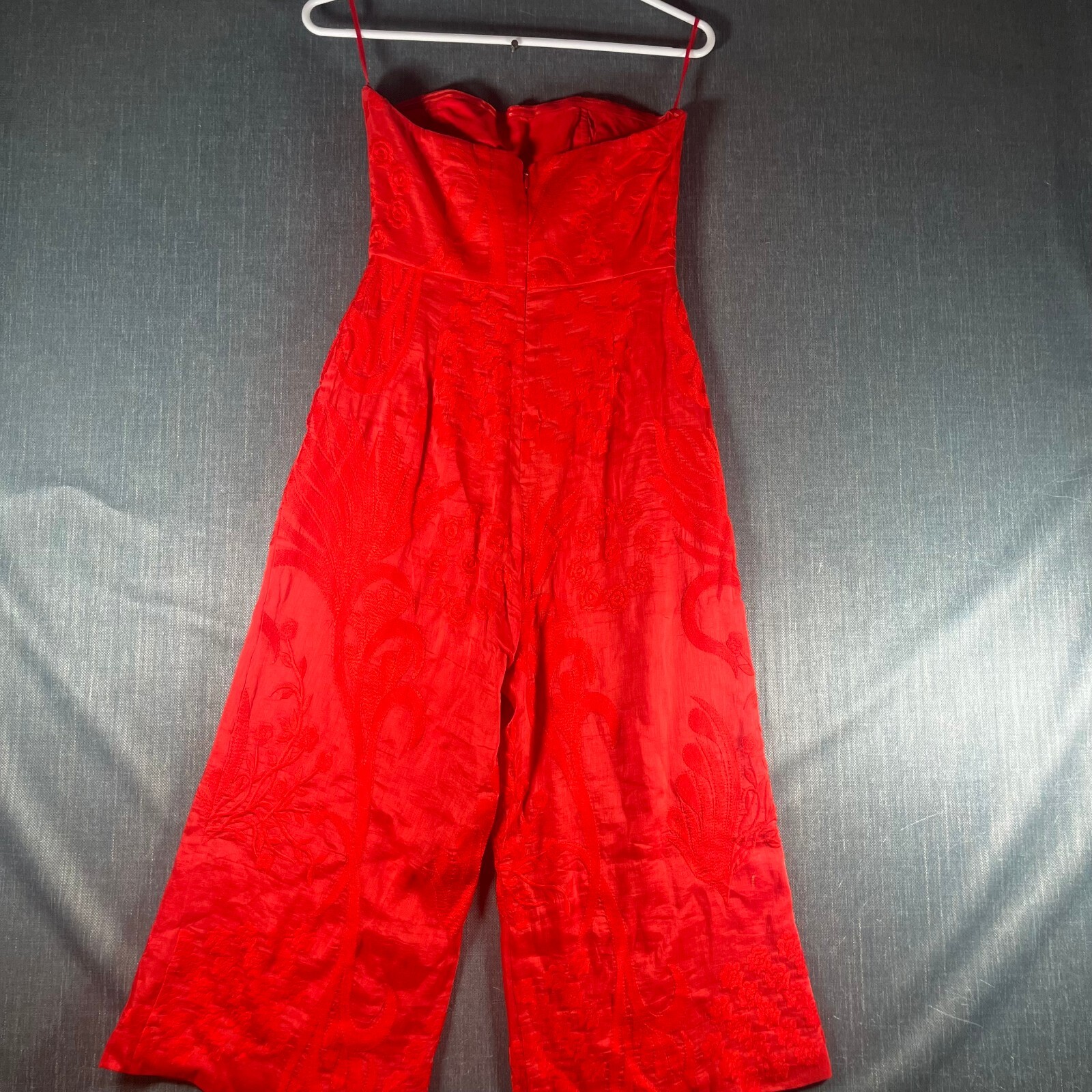 Aijek Womens Romper SIze 1 Red Silk Linen Blend Floral Juniors