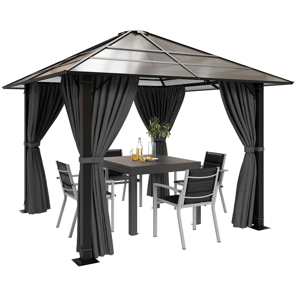 Gunji Pavillon 3x3/3*4 m Alu Gartenzelt Gartenpavillon mit Hardtop Dach Pergola