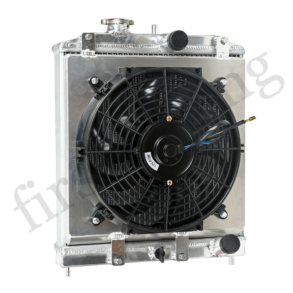 2Row 34mm Aluminum Radiator Shroud Fan For 92-00 Honda Civic Del Sol EK Integra — 第 2/4 张图片