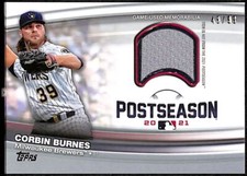 Corbin Burnes 49/99 2022 Topps Series One Postseason Performance Relic Milwaukee
