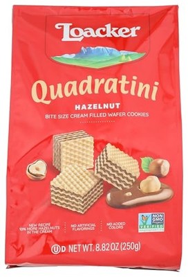 Loacker Quadratini Hazelnut Wafers - 30% Less Sugar - Family Pack 250g