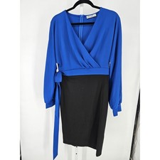 Grace Karin Women's Work Pencil Blue Black Back Zipper Dress Size M