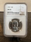 1957 Franklin Half Dollar NGC MS64 50C  Silver Coin