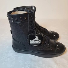 Pastry Women's 5 High Top Sneakers Black Glittered Leather Lace Up Shoes
