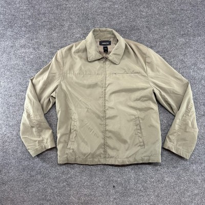 Claiborne Jacket Mens Medium Beige Polyester Zip Windbreaker Lined Lightweight
