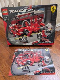 LEGO Racers Ferrari F1 Pit Set 8375 COMPLETE Set w/ Box & Manual