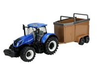 Bburago NEW Holland T7.315 HD Tractor + Horse Trailer NEW Diecast Metal Model