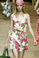 Dolce & Gabbana Runway SS2011 Floral Peony Print Cotton Canvas Romper-Dress IT38
