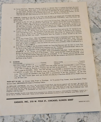 1965 Cadaco Foto Electric Pro Football Hall Of Fame Game Complete Works Perfect - Picture 24 of 24