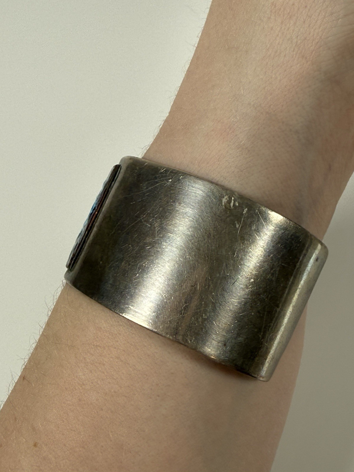 VTG Solid Sterling Silver Cuff Bracelet Wide 6.5”… - image 3