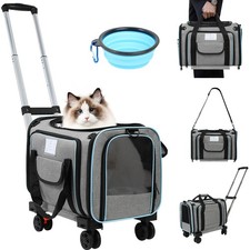Pet Carrier Airline Approved Expandable w/Wheels for Dogs Cats TSA Soft-Sided