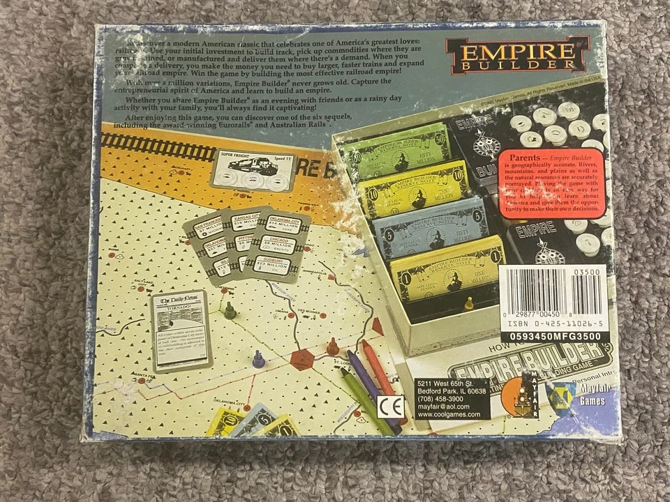 Empire Builder con México - Mayfair Games 1999 - ¡Sin reglas ni crayones! Caja usada Foto 3 de 3