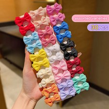 30 colored random bow fabric hair clips suitable for daily use as hair
