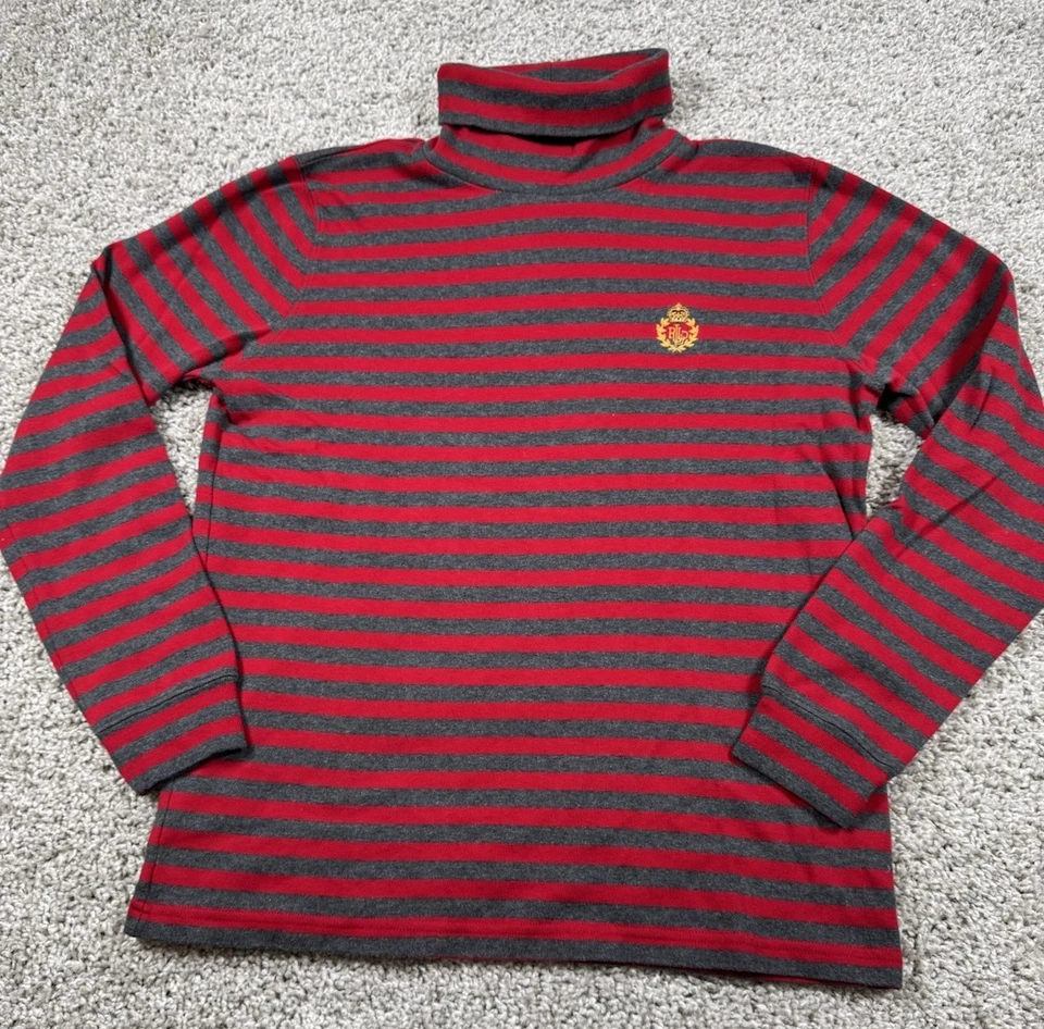 Lauren Ralph Lauren Mujer Cuello Alto Rayas Rojo Gris Con Cresta Pequeño Foto 2 de 4
