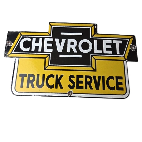 Vintage Chevrolet Advertising Sign - Porcelain Bow Tie Garage Auto Sign
