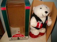 Coca Cola Animation Collection Polar Bear In Original Box w Candle  Present NOS