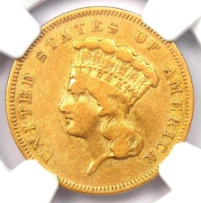 1855 Three Dollar Indian Gold Coin $3 - Certified NGC VF30 - Rare Type!
