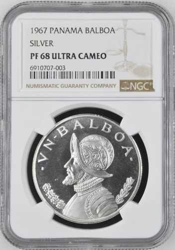 1967 PANAMA Silver BALBOA NGC PF-68 ULTRA CAMEO - 003