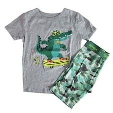 Cat  Jack Pajama Set Gray SZ 8 Shorts Short Sleeve Shirt Alligator Skateboard