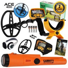 Garrett ACE 400 Metal Detector Special w/ Pinpointer, Box, and Book
