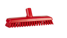 Vikan 70414 10 1/2" Red Water Fed Deck Scrub Head with Extra Stiff Bristles(U8