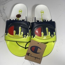 NWT Champion Slides Mens Sz 8 IPO DRIP Slime Molded White Green Blue CP102205M