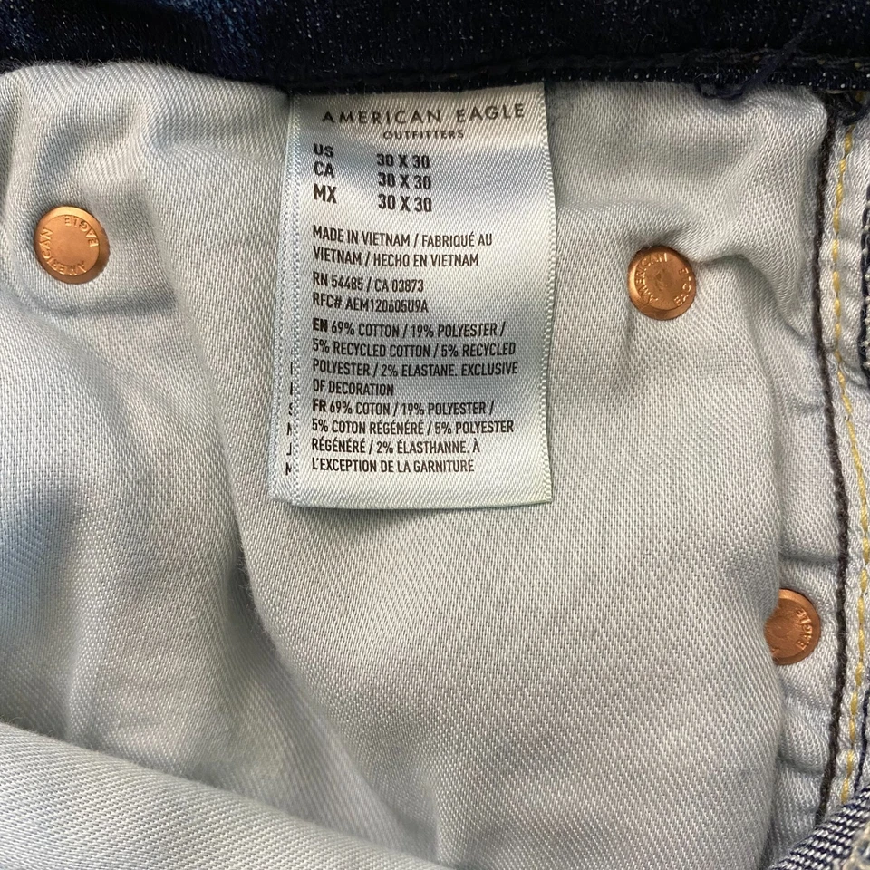 American Eagle Jeans Mens 30x30 Blue Athletic Straight AirFlex Temp Tech Denim - Image 4 of 4