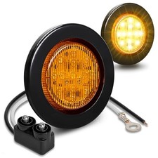 TRUE MODS 2pc 2.5" 12V Round LED Clearance Side Marker Lights DOT 2 Pack Amber