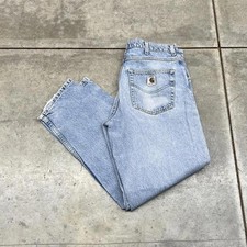 vintage carhartt faded blue relaxed baggy fit jeans size 34 x 30