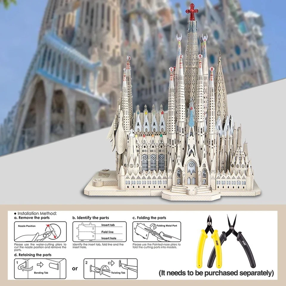Piececool Rompecabezas de Metal 3D La Sagrada Familia Hágalo Usted Mismo Modelo Kit para Adultos Regalo Foto 4 de 4