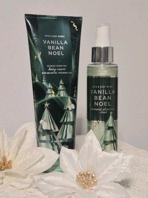 NEW! Bath & Body Works Lot Vanilla Bean Noel Diamond Shimmer Mist & 8 Oz Body Cr