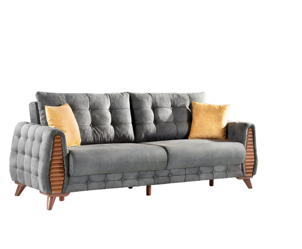 Luxus Chesterfield Sofa 3 Sitzer Couch Textil Modern Sofas Grau-image