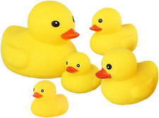 Bath Duck Toys 5 Pcs Rubber Duck Family Squeak Ducks Baby Shower Toy for Toddler