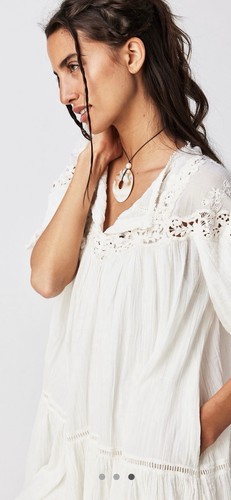 Free People White Lace Embroidered Boho Shift Ibiza Babydoll BNWT £158 M 10-12 - Picture 2 of 23