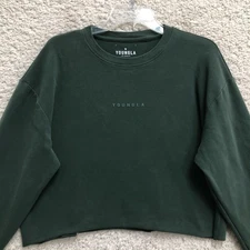 YoungLA Sweatshirt Small Adult Green Oversized Crop Pullover Long Sleeve Womens