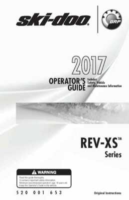Ski-Doo Owners Manual Book REV-XS Series: 2017 MX Z Blizzard 1200