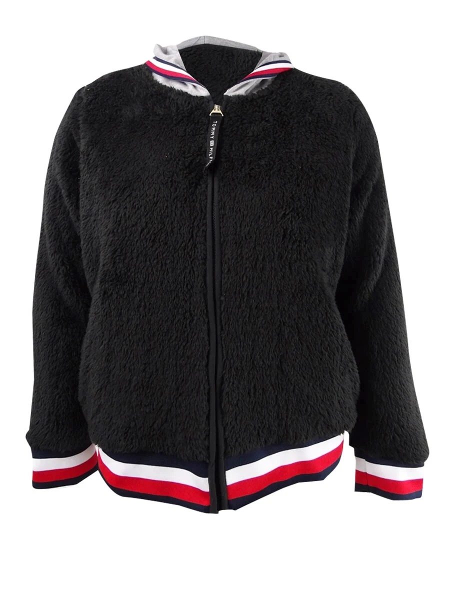 Tommy Hilfiger Women s Faux Sherpa Hoodie XS Black
