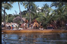 SL89 Original slide 1970's Hawaii  Polynesian Culture Ctr canoe 618a