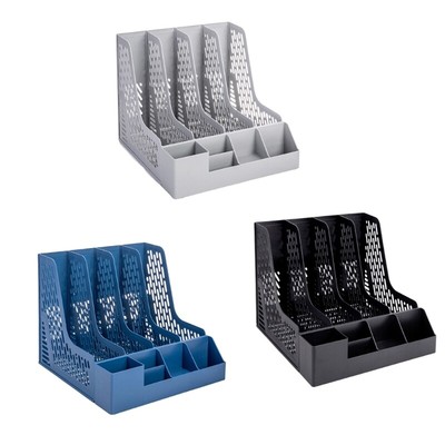 4 Compartment Vertical File Book Holders Plastic Magazine Holders