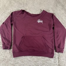 Stussy Pullover Womans Burgundy Big Print Dou...