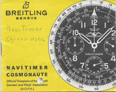 Breitling Navitimer Cosmonaute A.O.P.A. Anleitung Instructions NO WATCH !! I186